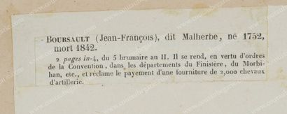 BOURSAULT Jean-François, dit Malherbe (1752-1842) 
Député à la Convention durant...