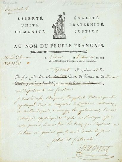 TOPSENT Jean-Nicolas (1755-1816) 
Délégué de la Convention auprès de l'Armée des...