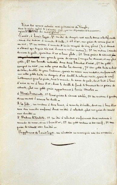 null LOUIS XVI, roi de France.
Important ensemble de documents historiques et notes...