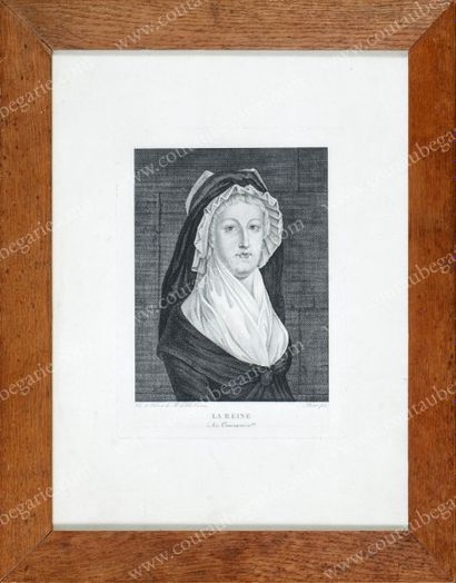 PRIEUR Jean-Louis (1759-1795) 
Portrait de la reine Marie-Antoinette en tenue de...