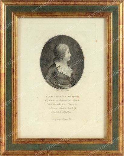 École FRANÇAISE du XVIIIe siècle 
Portrait de Louis-Charles, futur Louis XVII (1785-1795).
Gravure...