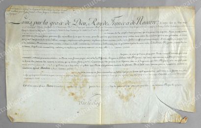 LOUIS XVI, roi de France (1754-1793) 
Lettre de service signée Louis, Versailles,...
