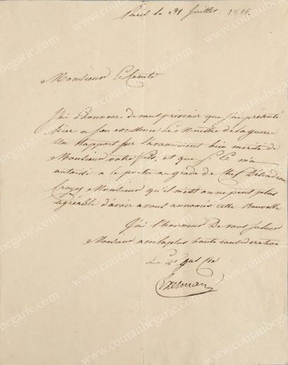 EXELMANS, Remy-Joseph comte de (1775-1852) 
L.A.S. Exelmans adressée au père du Marquis...