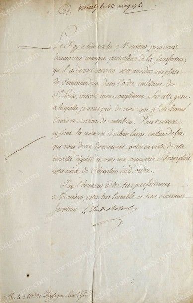 CHOISEUL, Étienne-François duc de (1719-1785) 
Lettre manuscrite signée Le Duc de...