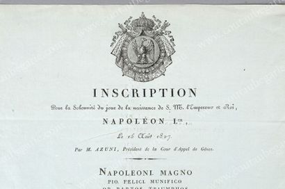 null NAPOLÉON Ier, empereur des Français (1769-1815). 
Ensemble de six affiches et...