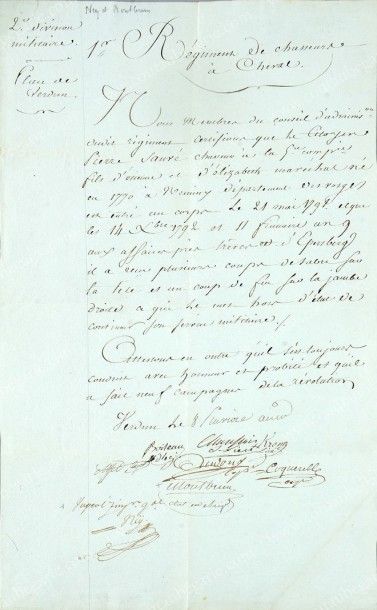 NEY Michel (1769-1815) 
Pièce manuscrite signée portant au bas du document plusieurs...
