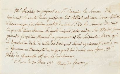 FAVRAS Thomas Mahy, marquis de (1745-1790) 
Pendu en place de Grève le 19 février...