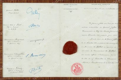 JOFFRE Joseph (1852-1931), Maréchal de France 
Texte manuscrit signé par le général...