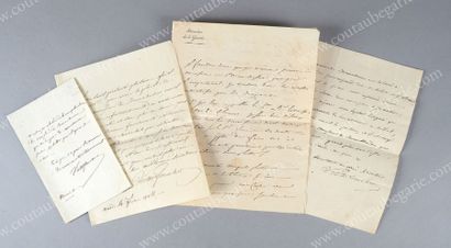 FOUCHER Victor (1802-1866), beau-frère de Victor Hugo 
Ensemble de cinq lettres autographes...
