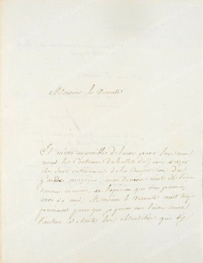 FRAGONARD JEAN-HONORÉ (1732-1806) 
Célèbre peintre français. L.A.S. Fragonard, (sans...
