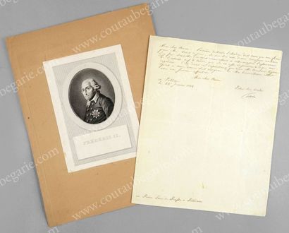 FRÉDÉRIC II, dit le Grand, roi de Prusse (1712-1786) 
Lettre manuscrite signée Frédéric...