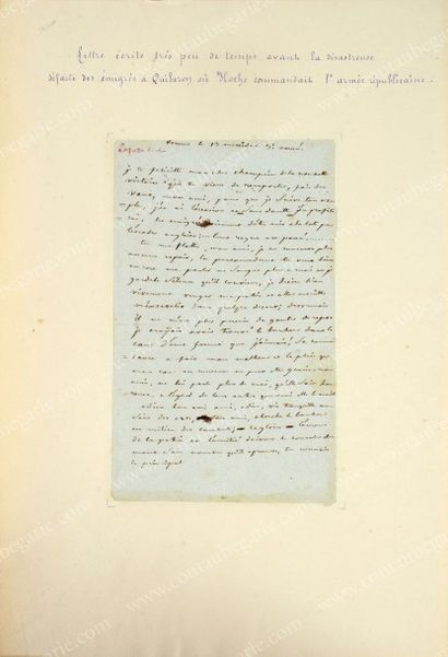 HOCHE Lazare (1768-1797), Général en chef 
Lettre autographe, Vannes, 13 Messidor...