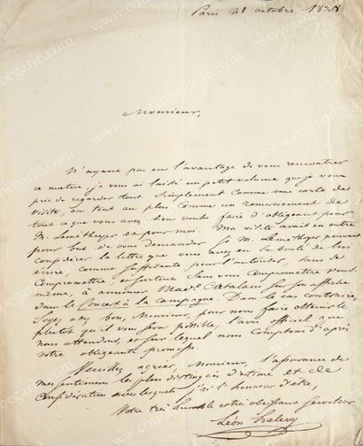 HALEVY Jacques-Fromental (1799-1862) 
Célèbre compositeur français. Ensemble de documents...