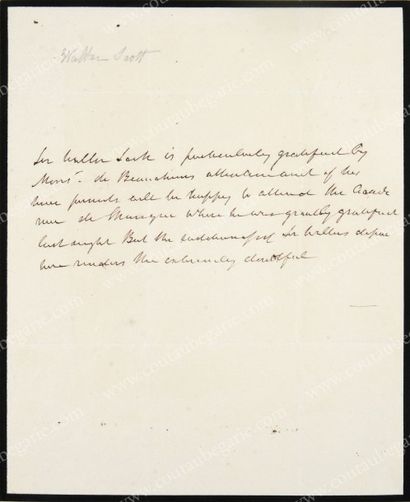 SCOTT Walter, Sir (1771-1832) 
Célèbre romancier britannique. Lettre manuscrite adressée...