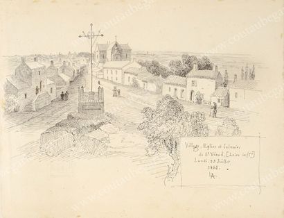 BEAUCHESNE Alcide, Vicomte de (1804-1873) 
«Calvaire»; «A Rimaison 11 septembre 1838»...