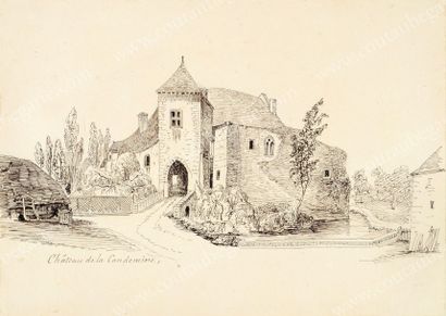 BEAUCHESNE Alcide, Vicomte de (1804-1873) 
«Porte intérieure du château d'Arques»;...