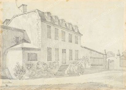 BEAUCHESNE Alcide, Vicomte de (1804-1873) 
«Château de Montagrier». Dessin d'adolescence...