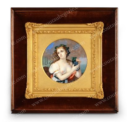 École ÉTRANGÈRE du XIXe siècle 
Portrait de Lady Hamilton (1768 -1815) en bacchante....