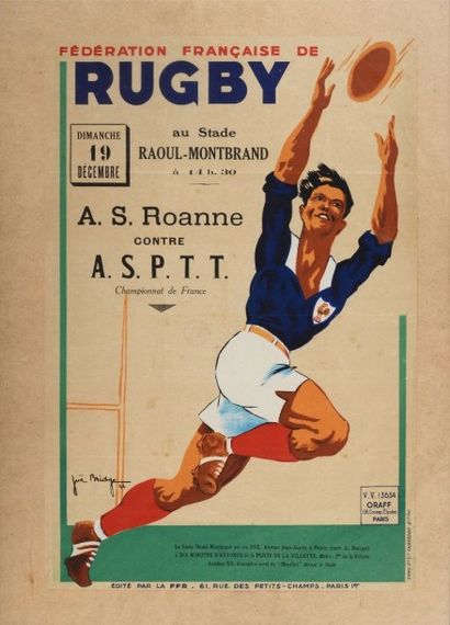 null Affiche de la rencontre de rugby entre l'AS Roanne et l'ASPTT dans les années...