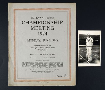 null Progamme de la finale de Wimbledon 1924 pour la journée du 30 juin qui vit la...