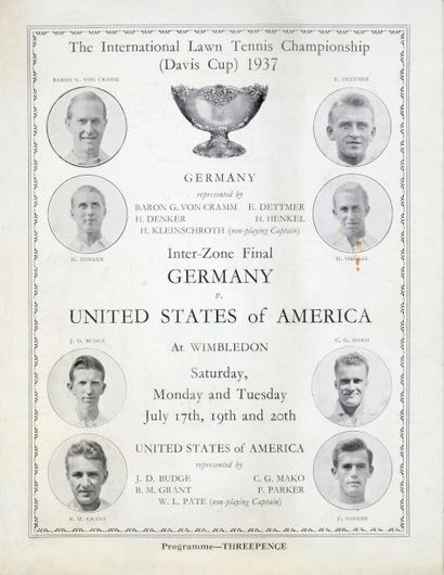 null Programme de la finale Inter zone de la Coupe Davis 1937 entre les états-Unis...