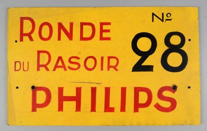null Plaque de véhicule n°28 de la course cycliste «La ronde du rasoir Philips»....