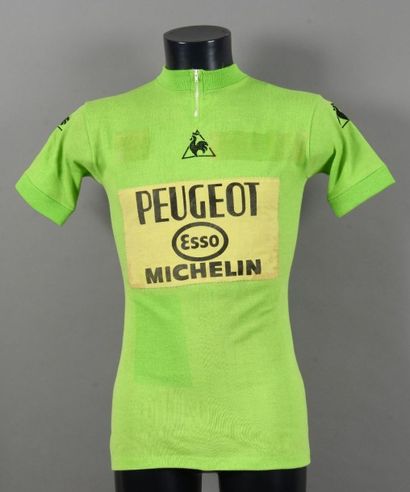 null Maillot vert Le Coq Sportif porté par Jacques Esclassan avec l'équipe Peugeot...