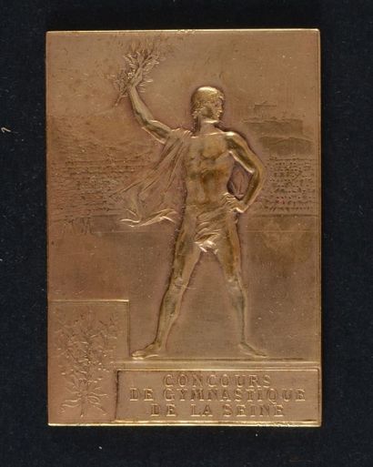 null 1900. Paris. Plaquette en bronze. «Concours de Gymnastique de la Seine». Dim....