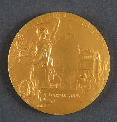 null Médaille en bronze doré de l'exposition Franco-Britanique à Londres en 1908....