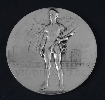 null 1920. Anvers. Médaille d'argent attribuée à Hubert Lafortune pour sa seconde...