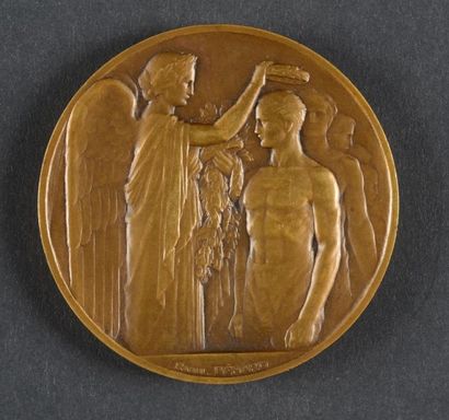 null 1924. Paris. Médaille officielle de participant. Graveur R. Benard. En bronze....