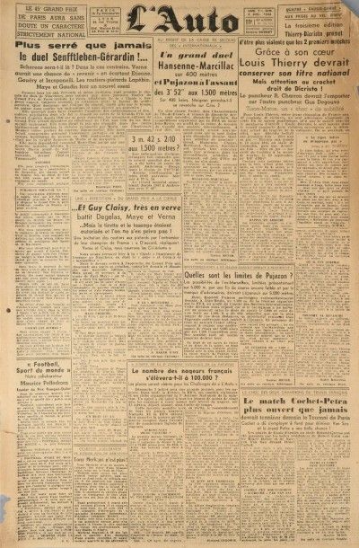 null Ensemble de 39 numéros de la revue L'auto. Directeur Général Jacques Goddet...