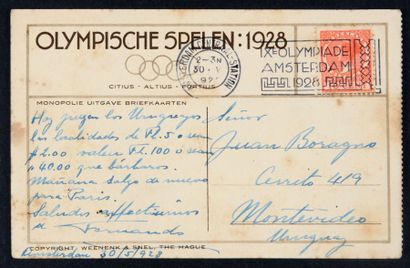null 1928. Amsterdam. Carte postale du Stade Olympique d'Amsterdam envoyée par un...