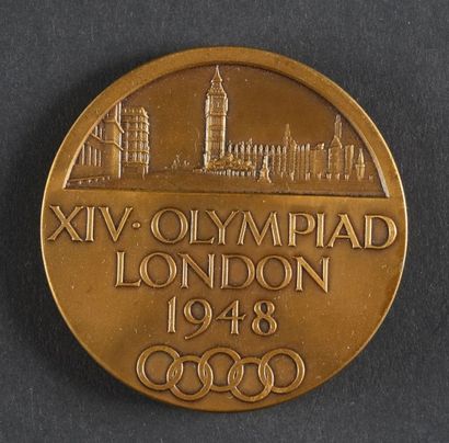 null 1948. Londres. Médaille officielle de participant. Gravure B. Mackennal. En...