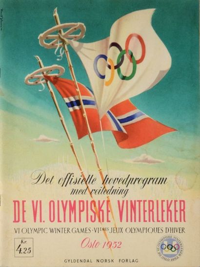 null 1952. Oslo. Programme officiel de la VI e Olympiade d'Hiver. En danois, anglais...