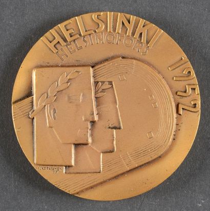 null 1952. Helsinki. Médaille officielle de participant. En bronze. Graveur Rasanen....