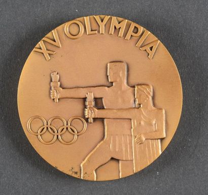 null 1952. Helsinki. Médaille officielle de participant. En bronze. Graveur Rasanen....