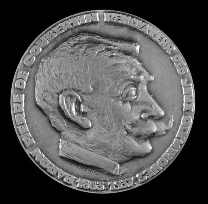 null 1968. Grenoble. Ensemble de 2 médailles commémoratives du Baron Pierre de Coubertin,...