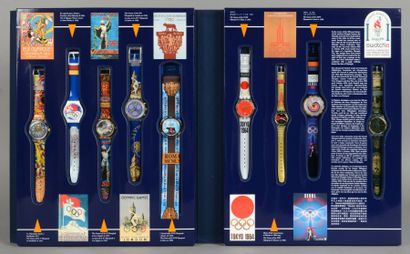 null 1996. Atlanta. Coffret Swatch «Jeux Olympiques Historique», ensemble de 9 montres...