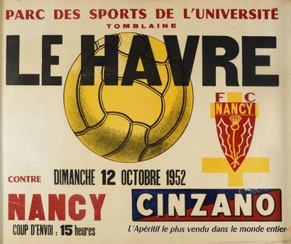 null Affiche de la rencontre du 12 octobre 1952 opposant le FC Nancy à l'équipe du...