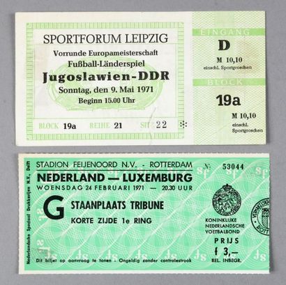 null Lot de 2 billets de matchs qualificatifs à l'Euro 1972. Matchs opposants la...