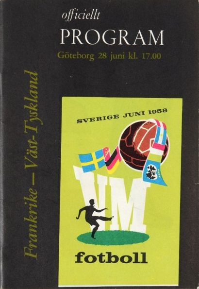 null Programme officiel de la Coupe du Monde 1958 en Suède. Match pour la 3e place...