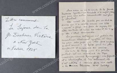 VICTORIA FEODOROVNA, grande-duchesse de Russie (1876-1936) Copie d'une lettre manuscrite...