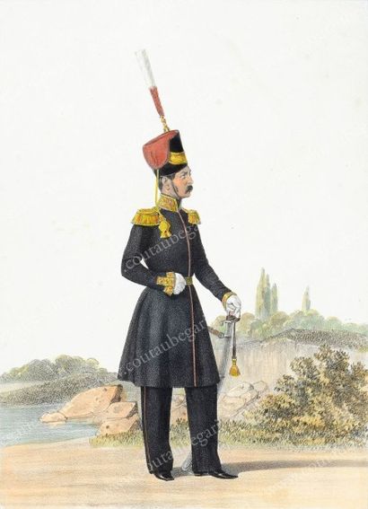 École RUSSE du XIXe siècle 
Général de l'armée du Dom (1837-1845). 
Lithographie...