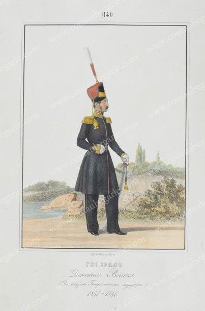 École RUSSE du XIXe siècle 
Général de l'armée du Dom (1837-1845). 
Lithographie...