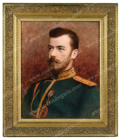POTIECHINE P. 
Portrait de l'empereur Nicolas II 1868-1918).
Huile sur toile signée...