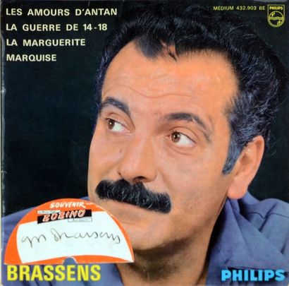 null GEORGES BRASSENS
45 T DÉDICACÉ: LES AMOURS D'ANTAN (Autographe) Philips 432...