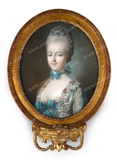École FRANÇAISE du XVIIIe siècle Portrait de la jeune Marie-Antoinette, dauphine...