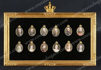 École DANOISE du XIXe siècle Ensemble de douze portraits représentant: le roi Christian
IX...