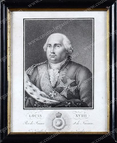 École Française du XIXe siècle Portrait de Louis XVIII, roi de France.
Gravure signée...